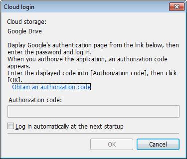 5. The web browser starts and the Google account login screen is displayed. Log into your Google account. 6. Authorize Google Drive to use your data by following the displayed instructions. 7.