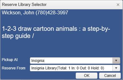 Select the library to reserve the item from. 6.6. Click OK. Step 6.4 Step 6.5 Step 6.6 THROUGH THE PATRON S ACCOUNT 9.
