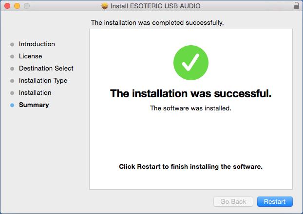button to quit the installer.