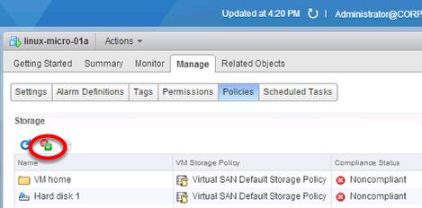 Select VM linux-micro-01a and navigate to Manage ->