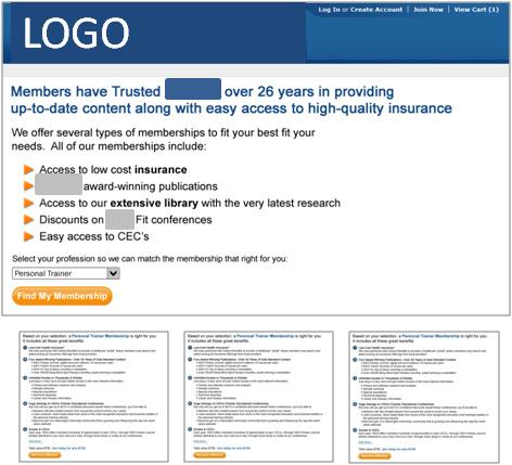 However, there is a radically different way the membership information is displayed. A drop-down box and expanding page give the visitors the choice of information they want to see.