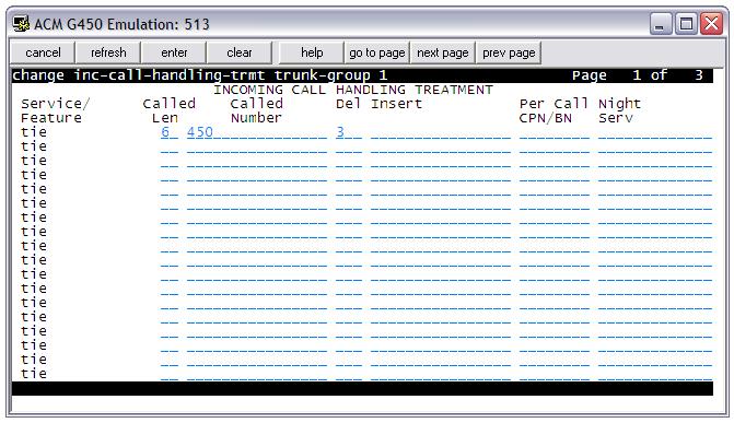 3.5 Incoming Call Handling With the Incoming Call Handling Treatment dialog, you can configure unique call treatments for different incoming calls on any ISDN trunk group.