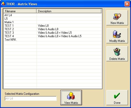 5 Matrix View Now that the THOR Router Management System has been configured to communicate with the routers, we can take a brief look at the tools that are available to monitor and control the
