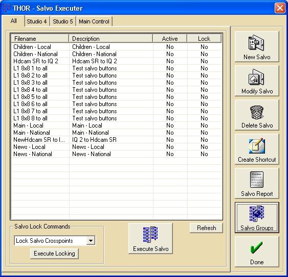 7 Salvo Executer 7.1 Creating and executing salvos Salvos are presets or snapshots with several crosspoints. They are often used when setting up a system or recovering a special router setup.