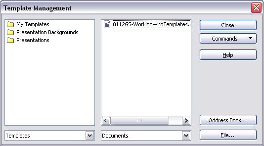 To edit a template: 1) From the main menu, choose File > Templates > Organize. The Template Management dialog box opens (see Figure 4)