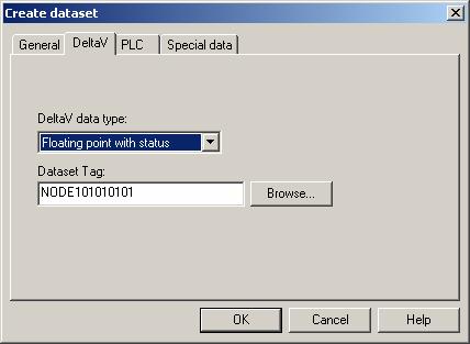 Configure the data direction to be input. Next click on the DeltaV tab. The following dialog will appear.