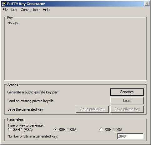 CHAPTER 4 Tutorial - Launching Your First Linux Instance Creating an SSH Key Pair on Windows Using PuTTY Key Generator 1. Double-click puttygen.exe to open it. 2.