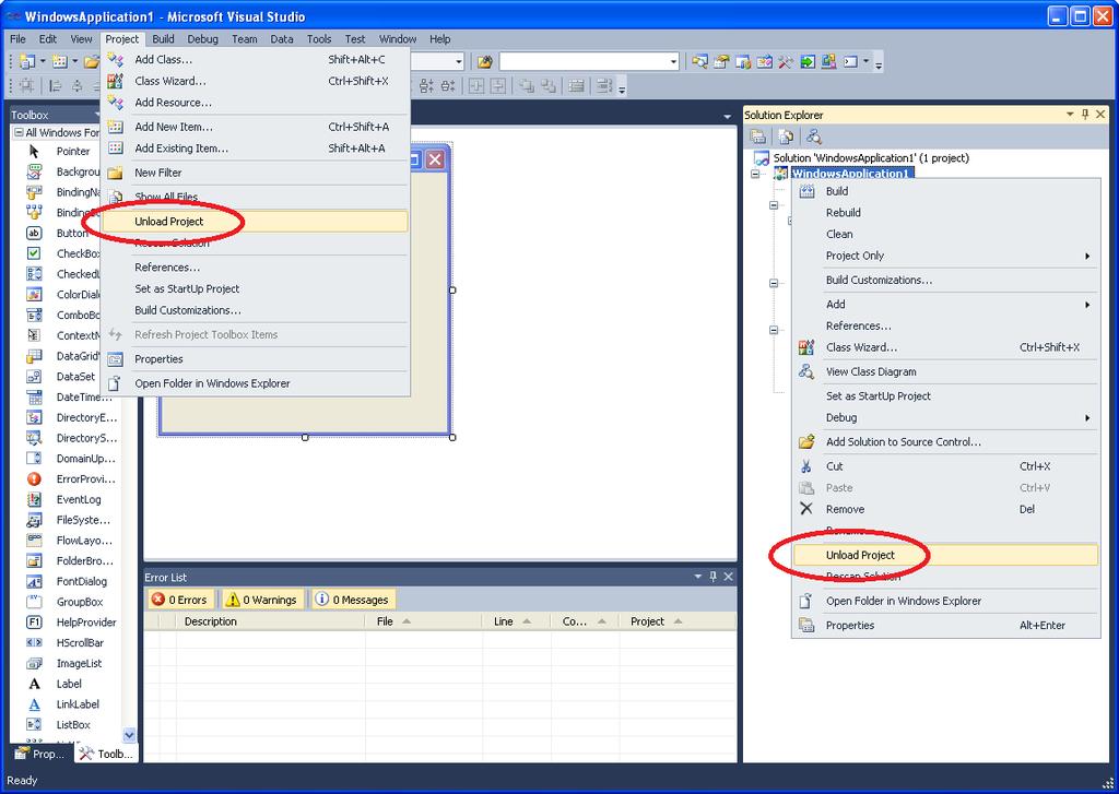 VS2010 - C++ C++ (1) For VS2010 C++ Windows Form Applications, there are two ways to change the Target Framework. Option I.