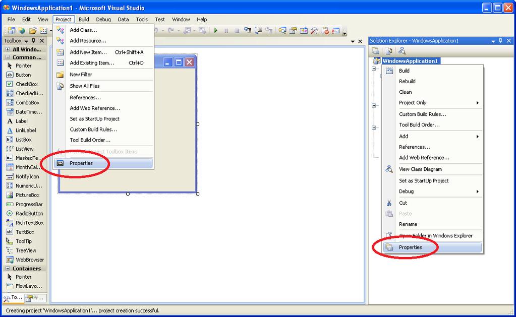 VS2008 - C++ C++ 1. For C++ 2008, Windows Form Applications, there are two ways to change the Target Framework. Option I.