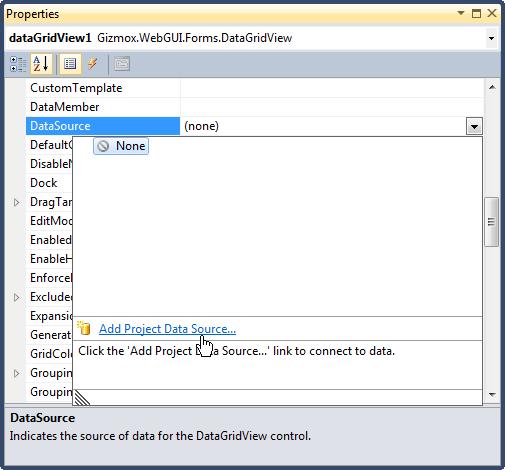 example, a DataGridView control is being used. 4.