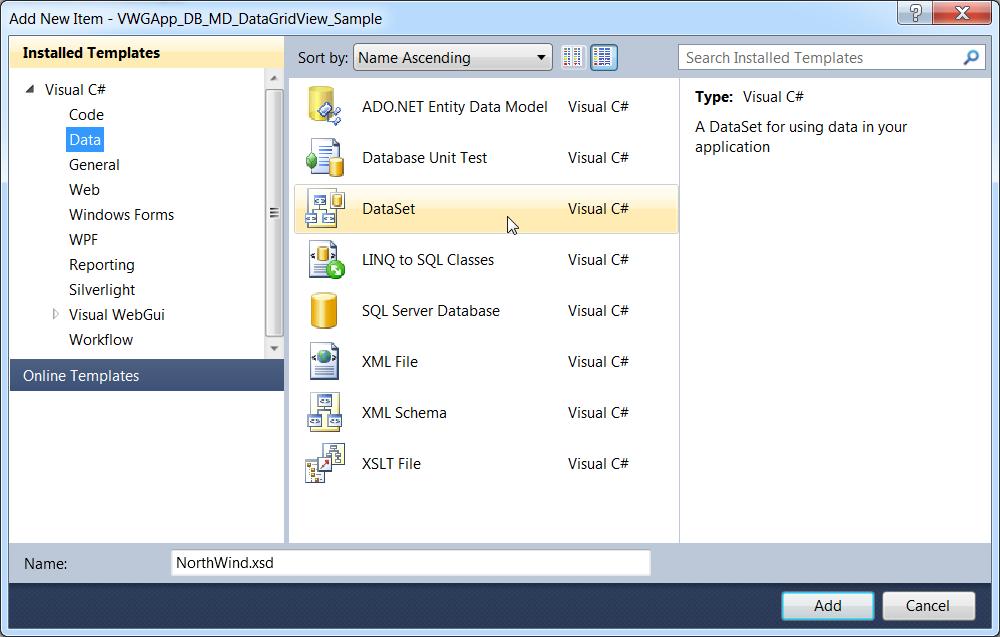 Working with Databases To connect two DataGridView Controls in Master/Detail relationship: 1. On the Solution Explorer, create a new folder called App_Data.