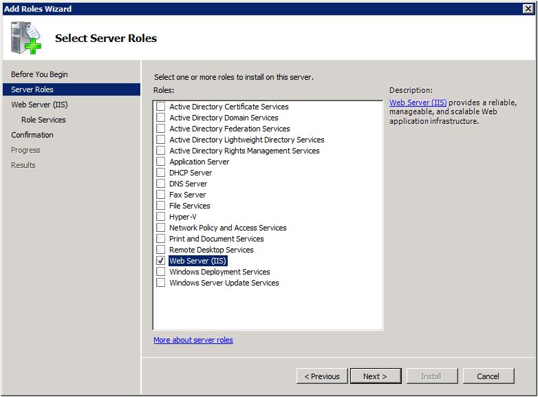 Deploying VWG Application using IIS 7.5 on Windows 2008 R2 Server Installing IIS 7.5 on Windows 2008 R2 Server To install IIS 7.5 on Windows 2008 R2 Server: Note: On Windows 2008 R2 server, IIS 7.