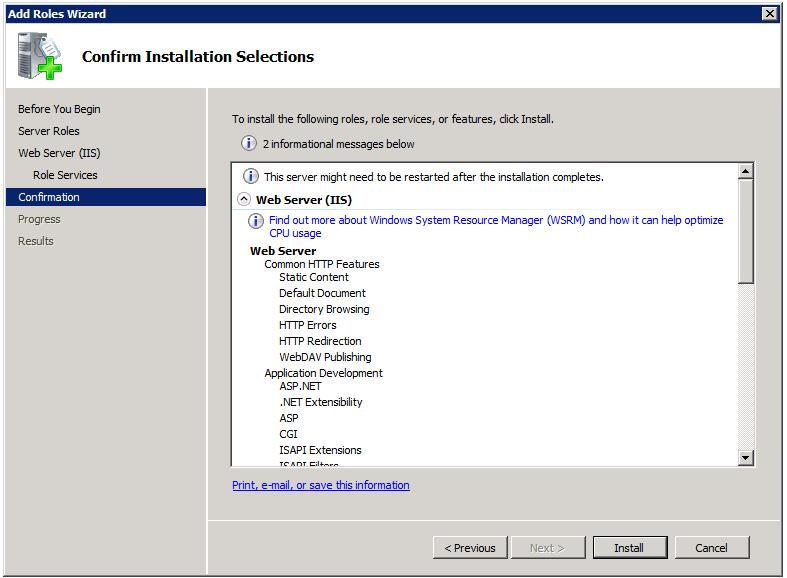 Deploying VWG Application using IIS 7.5 on Windows 2008 R2 Server 5. On the Role Services pane, open the Web Server Application Development section, and select the ASP.