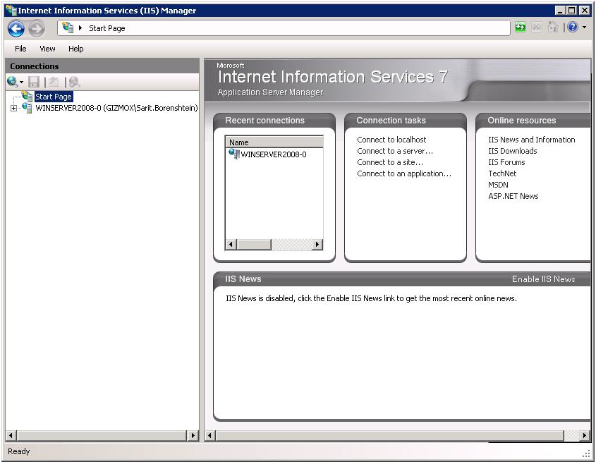 Deploying VWG Application using IIS 7.5 on Windows 2008 R2 Server IIS Manager is opened: 2.