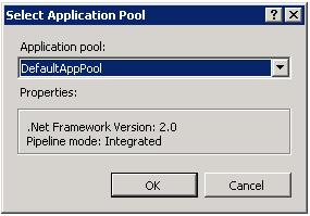 To set the application pool of the VWG Web application,