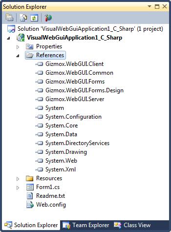 Starting to Work with VWG The default folders of VWG project are: Properties (C#)/My Project (VB.NET) opens the Property pages, which contain the properties of your VWG application/project.