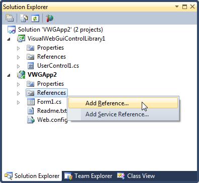 Starting to Work with VWG Referencing VWG Library to a Solution You can reference VWG library to a solution with or without adding the entire library to the solution.