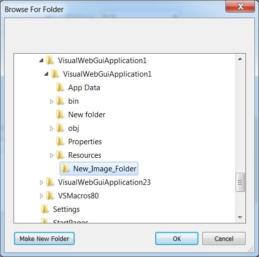 using the Make New Folder button: Note: Due to security constraints of web applications, this folder must be