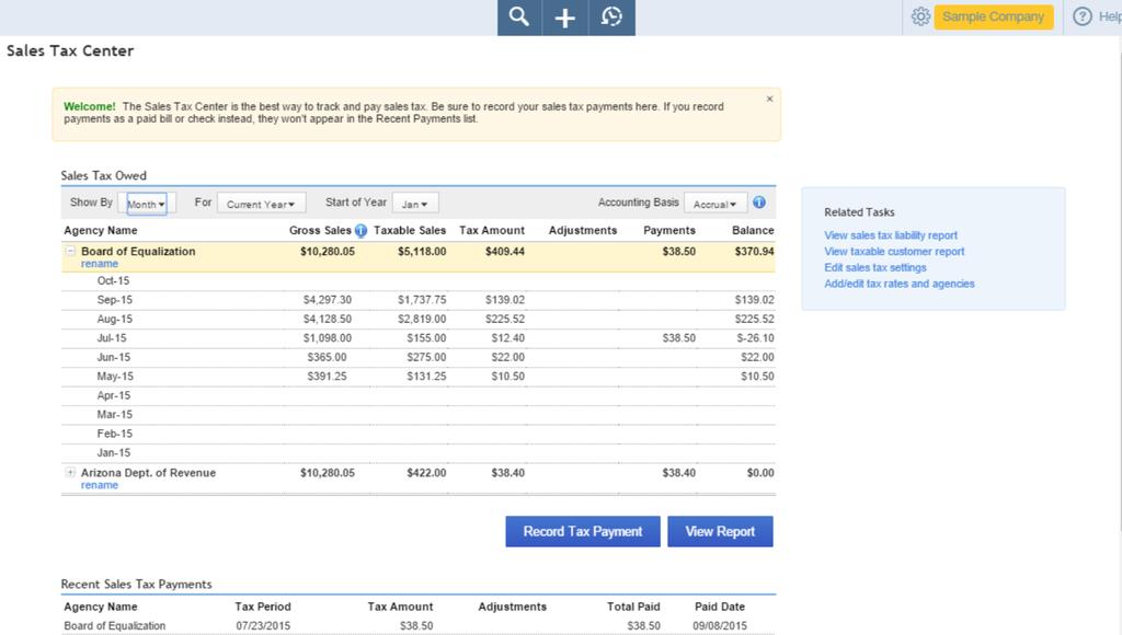 Topic 4: Navigating QuickBooks Online Taxes The Taxes tab is where you will find the Sales Tax Center and Payroll Tax Center, if these features are enabled in