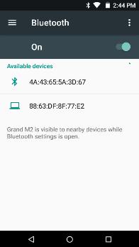 List of available Bluetooth devices Note: The maximum detecting time of the phone is 2 minutes Power on Wi-Fi To access» Click on the Settings icon then on Wi-Fi and select to power on