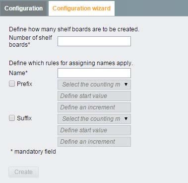 5.10 The Shopfloor configuration tab 5.10.3.4 Configuration Wizard tab You can automatically create shelf boards and shelves in the component cabinet using the "Configuration wizard" tab.