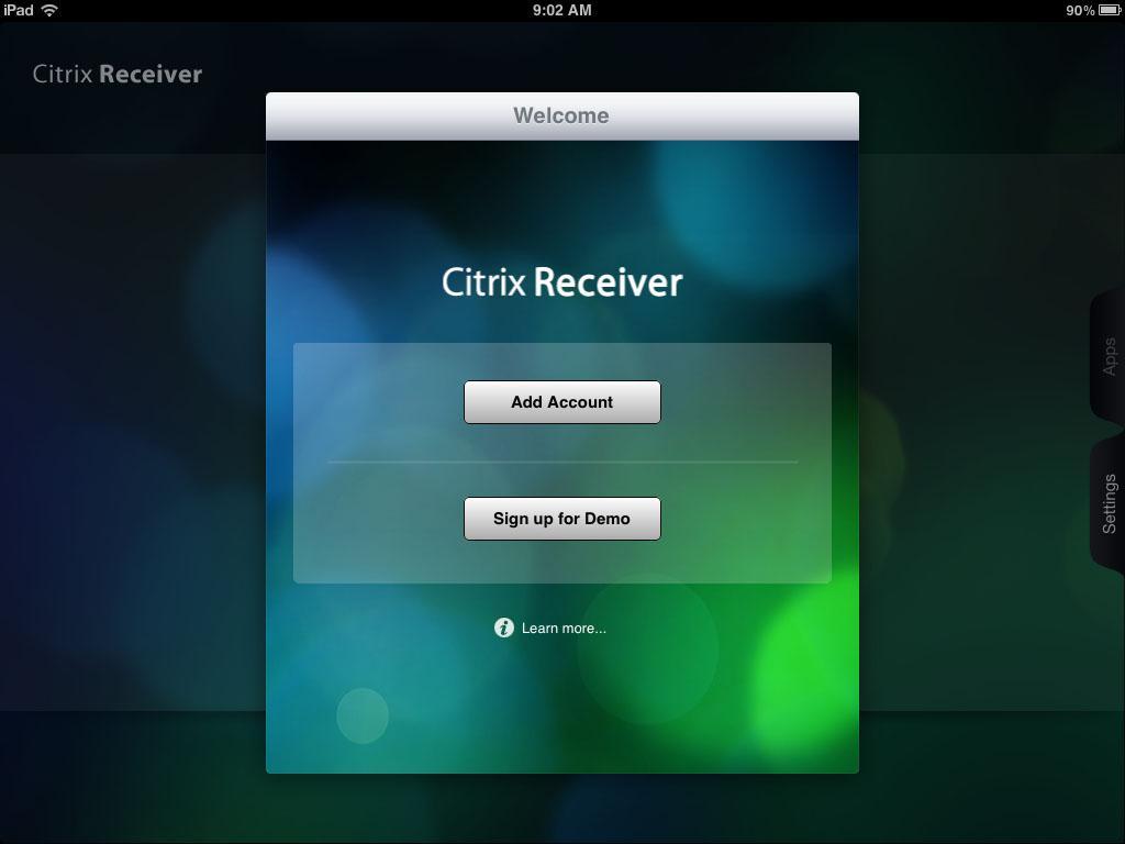 Once the application is installed, you now have to configure the connection. Launch the Citrix Receiver by tapping on the newly created icon.