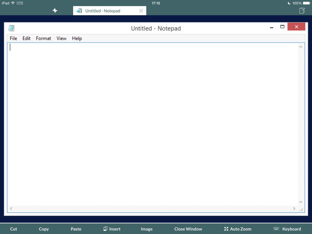 View the customized toolbar in the published app (Notepad) on the