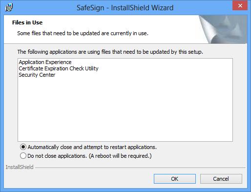 Note that during the de-installation, the following dialog may appear: Figure 36: InstallShield Wizard: Files in Use This is a notification message that the setup must / may have to update files or
