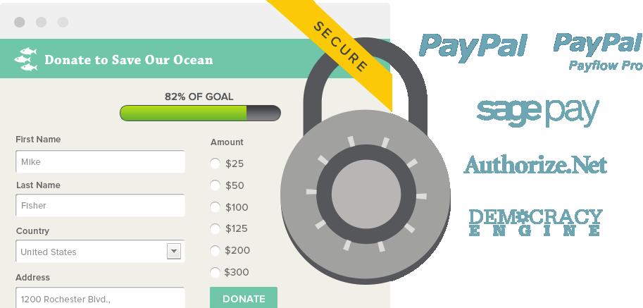FUNDRAISING Start accepting donations in minutes Multiple payment processors & secure