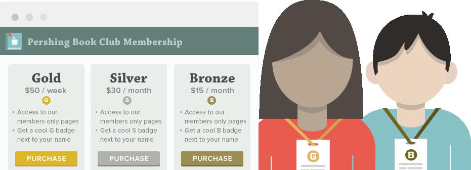 PAID MEMBERSHIPS Create paid membership levels at different price points Including recurring payments & customizable membership badges SECURE Pay for memberships
