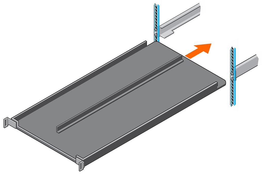 Figure 4. Align the Cable Management Tray 6 Slide the 1U cable management tray into the rails until it locks into place.