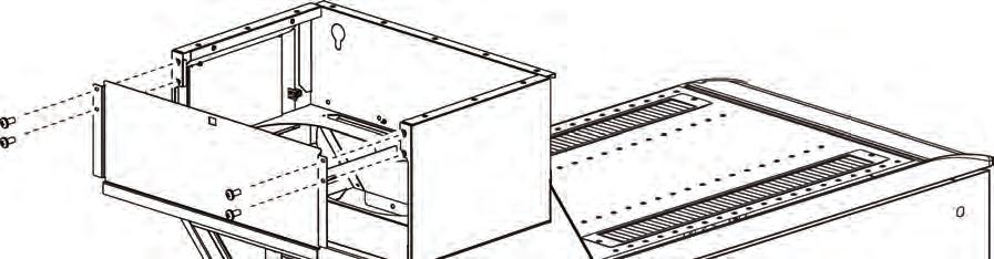 8. Install the inner access panel to the top rear of the chimney base as shown, using two screws per side. 9. Attach the upper access panel to the chimney base. This is a tool-less operation.