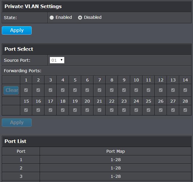 Create a private VLAN Bridge > VLAN > Private VLAN The private VLAN feature allows you to create a more secure VLAN that is completely isolated to it s members and cannot communicate with other VLANs.