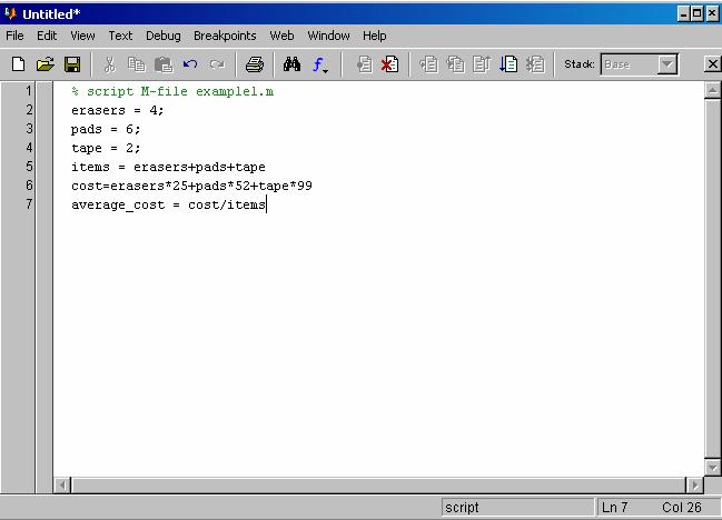 graphics commands M-file editor/debugger