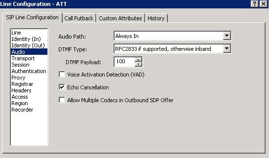 6. In the Audio Menu, configure the Audio Path to be Always In.