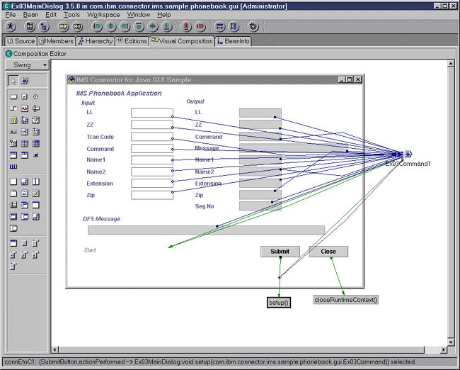 Figure 12. The Completed GUI application Testing the GUI Application To test the GUI application within VisualAge for Jaa, do the following: 1.