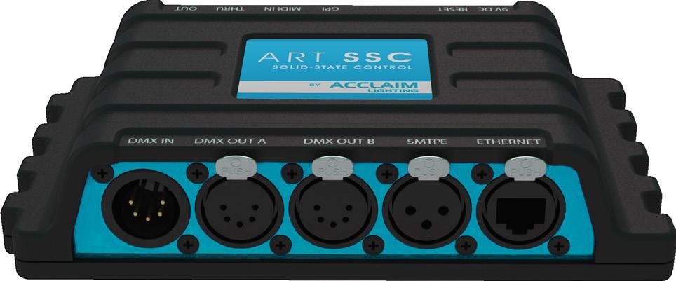 ART SSC ART SSC solid state control (VDE) iphone not included Power Input Power consumption output input Artnet Cues Recorder Ingress Protection Rating Power Input 9-12V DC, PoE Class 1 500 ma 2 x