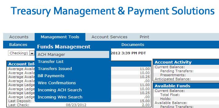 ACH Manager This guide offers basic walkthrough instructions on how to use ACH Manager, to create one time or recurring ACH Transfers.