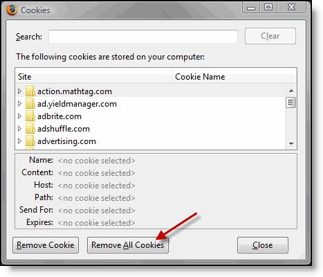 Click Remove All Cookies