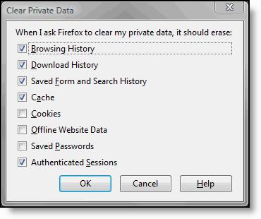 Clear Cache Click on the Settings button in the Private Data section