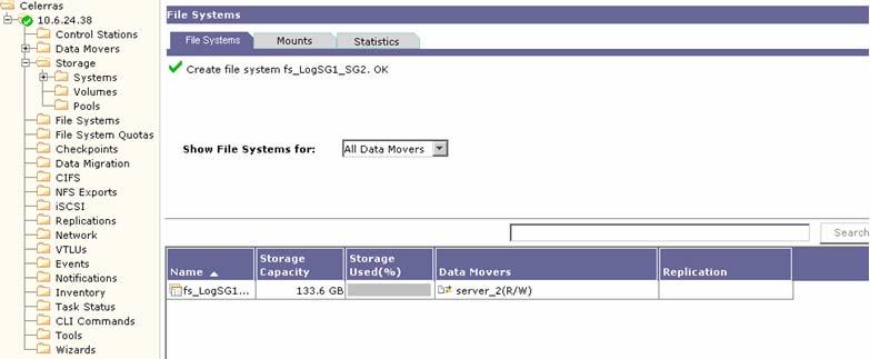 d. Enter the MB size for the file system in the Storage Capacity (MB) text box. e. Click OK. Figure 15.
