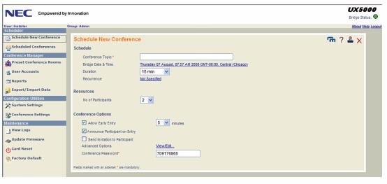 UX5000 Issue 1.0 2.1.2 Admin Group A member of the admin group may create, view, edit and delete conferences for any user.