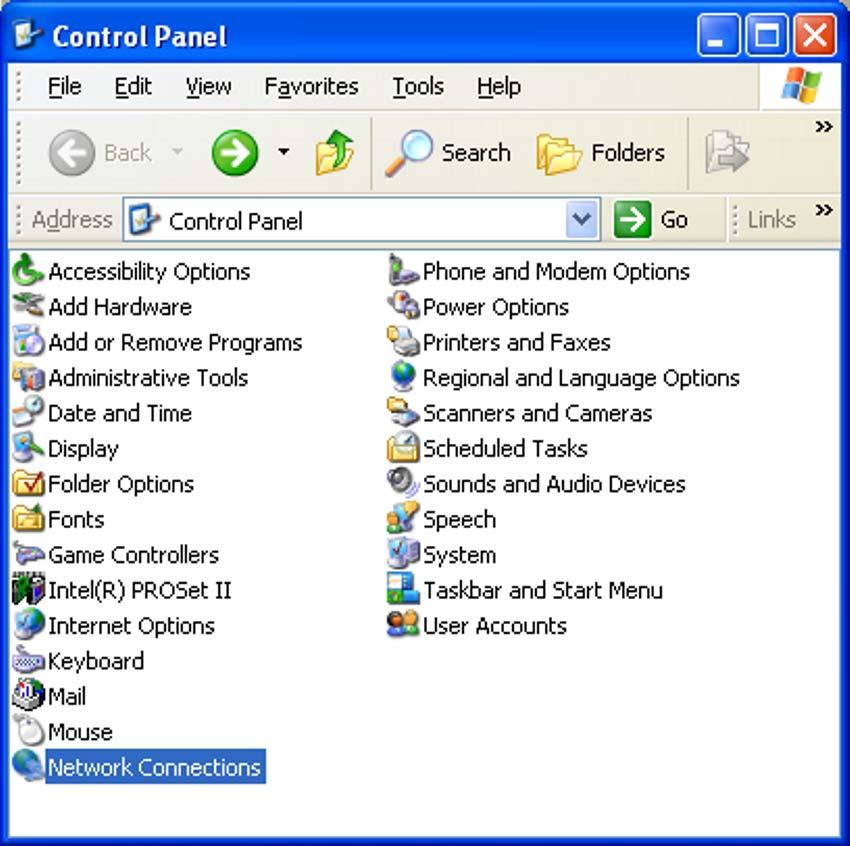 UX5000 Issue 1.0 2. On the Control Panel menu, double click on Network Connections.