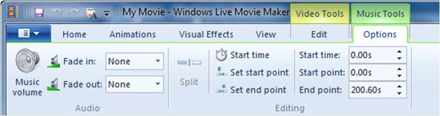 Click the Visual Effects tab on the ribbon to display effects that can be applied to photos and videos. Mouse-over each effect to see what it would look like before adding it to your photo or video.