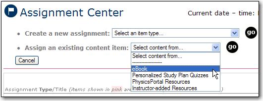 Note that anything in EnviroPortal can be assigned, using the procedures outlined here. 1. Select the ASSIGNMENTS tab at the top of the Portal. This takes you to the EnviroPortal Assignment Center. 2.
