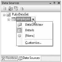 Displaying Data in Individual Fields In the Data Sources window, select the table name