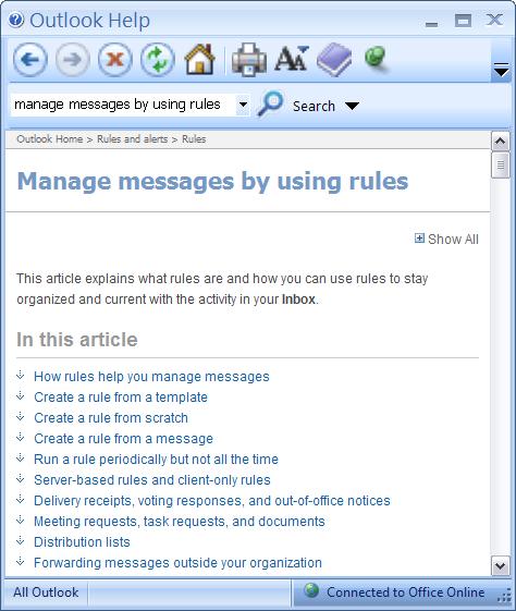 Once a folder is established, you can set up rules to direct your sent and received e-mails to specified folders.