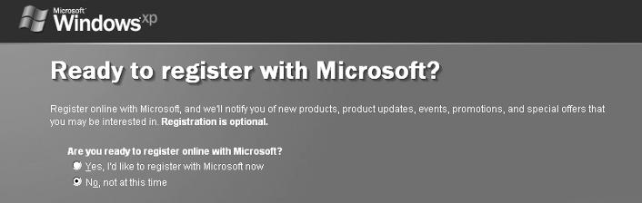 and click Next. You also have the option to skip the screen in step 2 by clicking Skip. 3. When the Ready to Register with Microsoft?