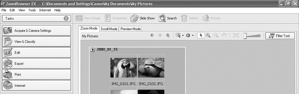 Running a Slide Show You can view selected still images in a slide show. 1 Click [View & Classify] in the Main Window.