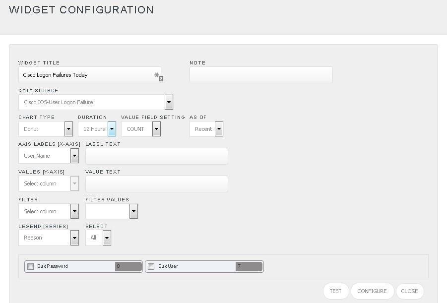 4. Fill fitting title and description and click Save button. 5. Click to configure a new flex dashlet. Widget configuration pane is shown. Figure 25 6.